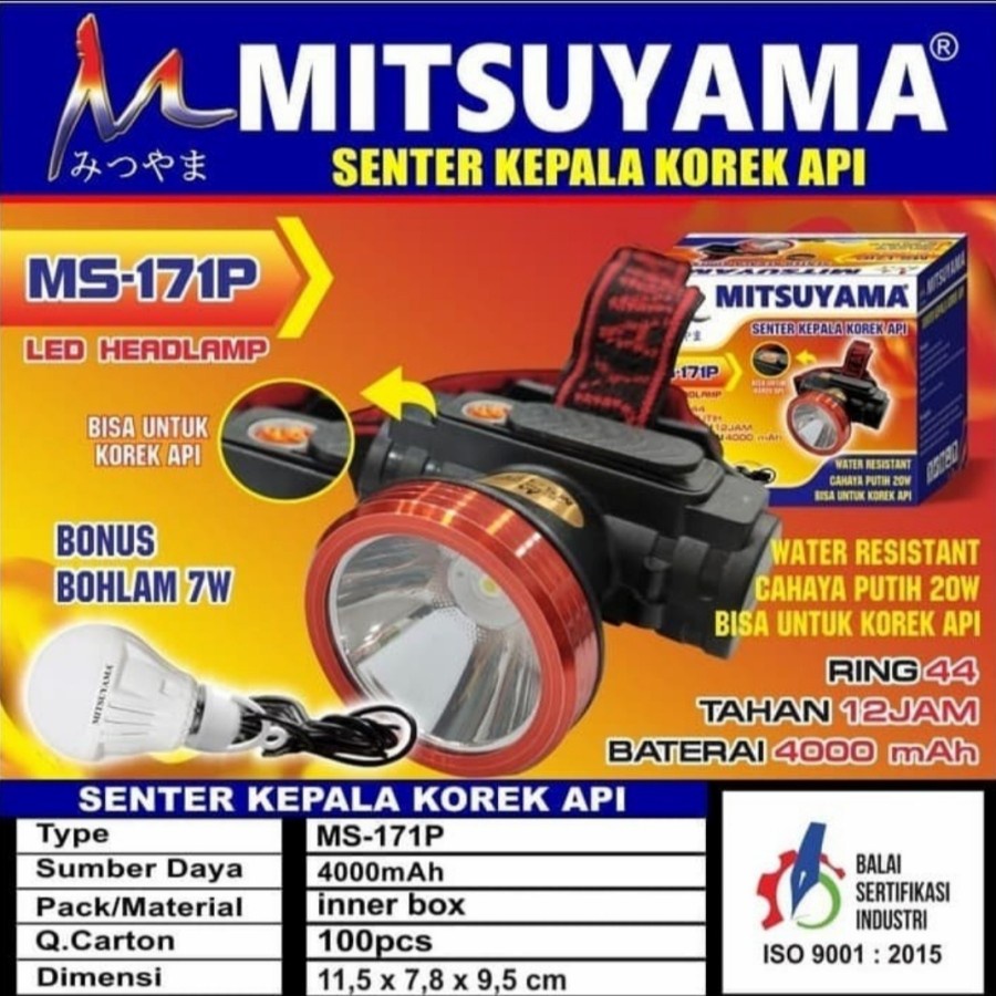 COD SENTER KEPALA MITSUYAMA MS 171P BISA KOREK API LED CAHAYA PUTIH