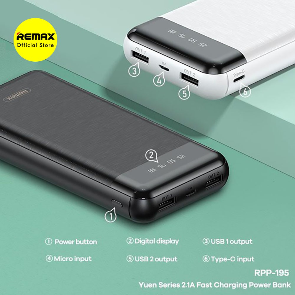 REMAX Yuen Powerbank 20000mAh with LED Display RPP-195