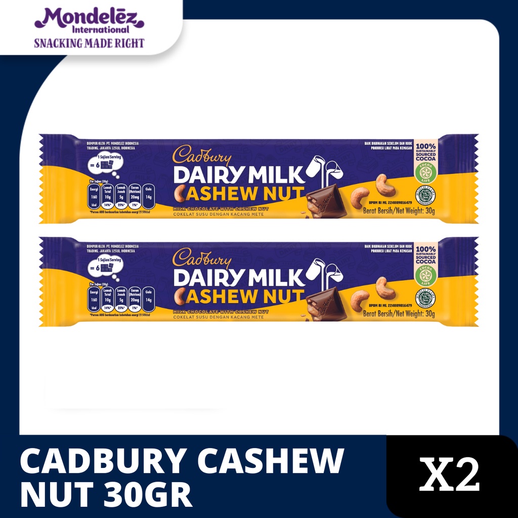 Promo Harga Cadbury Dairy Milk Cashew Nut 30 gr - Shopee