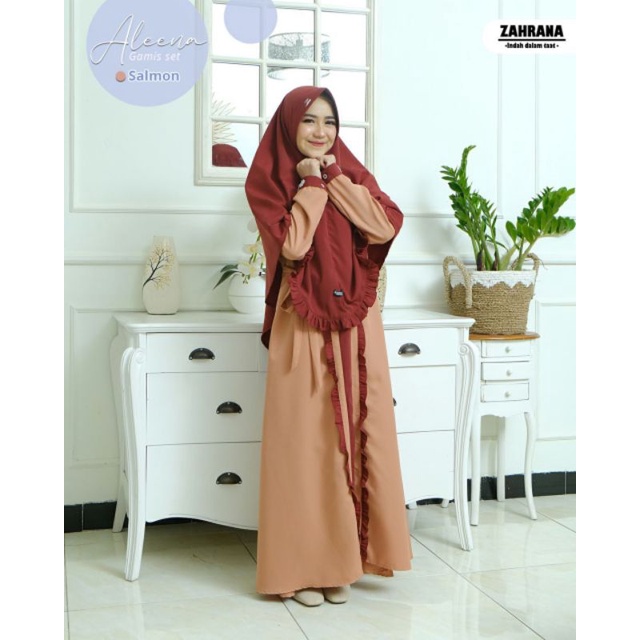 Aleena Dress Set Khimar by Zahrana | Gamis Sett Polos Terino