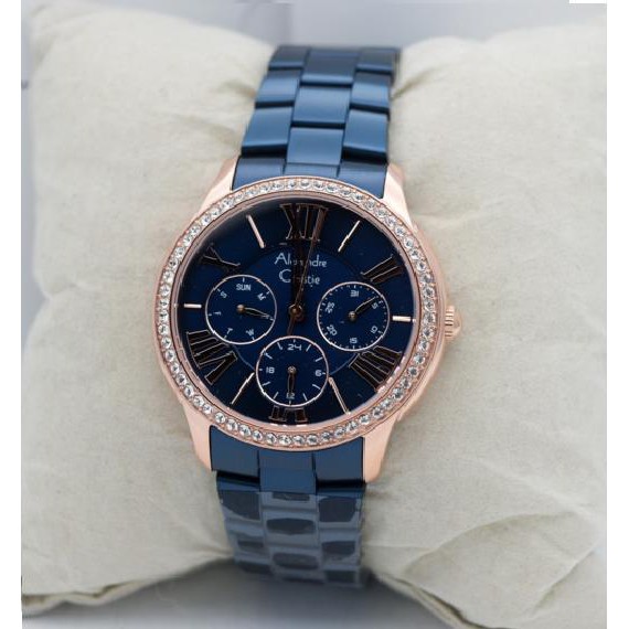 Jam Tangan Cewek Alexandre Christie AC 2642 Rose Gold Blue