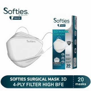 SOFTIES SURGICAL MASK 3D SERIES 4-PLY MASKER MEDIS ISI 20 PCS - PUTIH