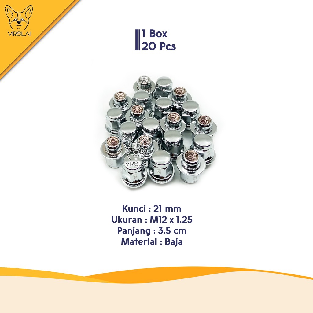 [20 Pcs] Mur roda Fujita lug nut Kuda M12 x 1.5 / 1.25