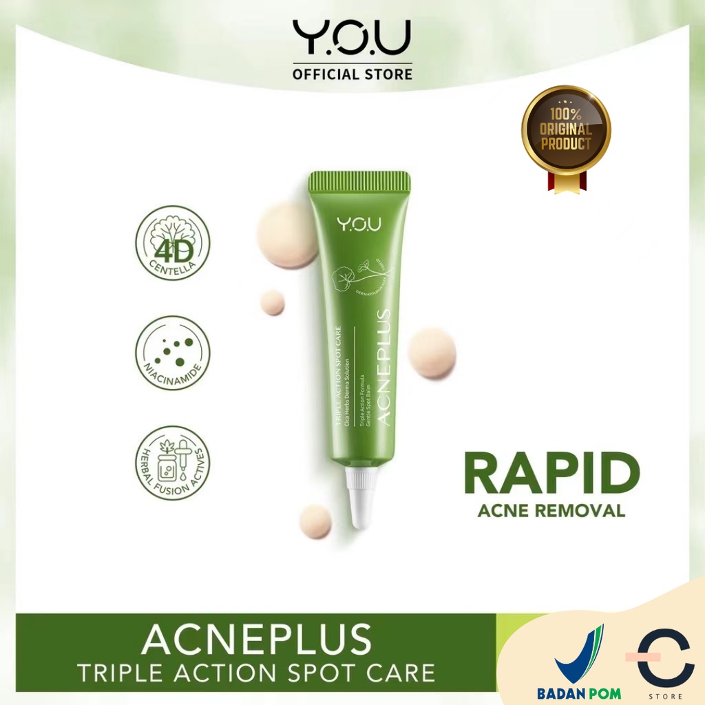 [BPOM &amp; ORI] YOU Acne Plus Triple Action Spot Care 15g Gentle Acne - Clearing Treatment | ACNEPLUS Toner Spot Care Serum Moisturizer BPOM | Y.O.U OBAT TOTOL JERAWAT