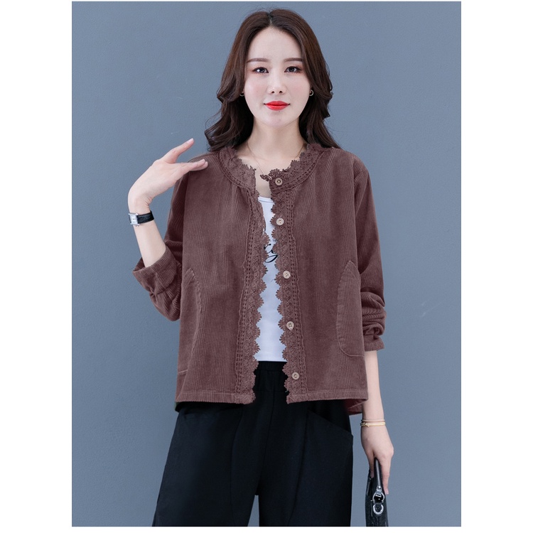 Kemeja Corduroy Wanita Import Lengan Panjang Flanel Shirt Baju Atasan Wanita Kekinian