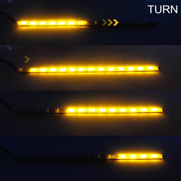 2 pcs Universal Fleksibel Lampu LED Daytime Running Strip Cahaya Mata Kristal Aliran Sinyal Giliran DRL