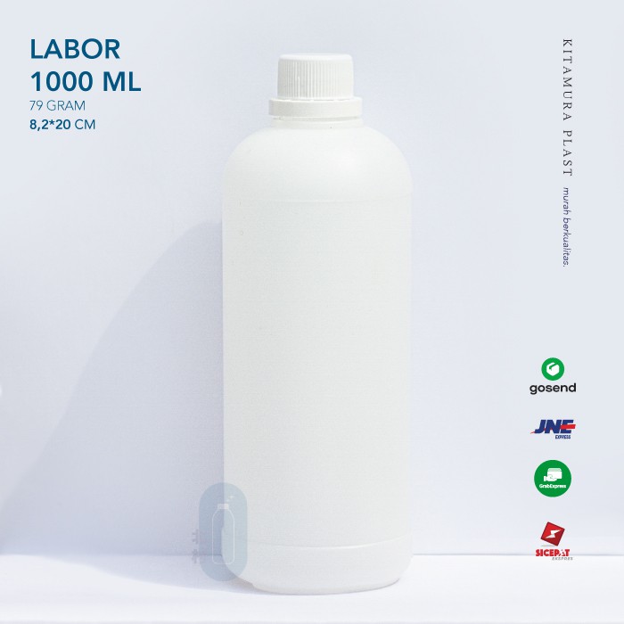 Jual Botol Labor 1 Liter Bahan HDPE dgn SEGEL dan PLUG. Minimal 15 Pcs ...