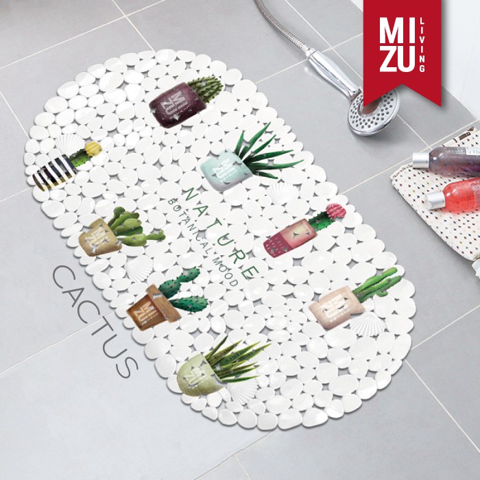 ARTISTIC Shower Bath Mat Keset Mandi PVC Penghisap Anti Slip Suction Cup 35x70cm-CACTUS