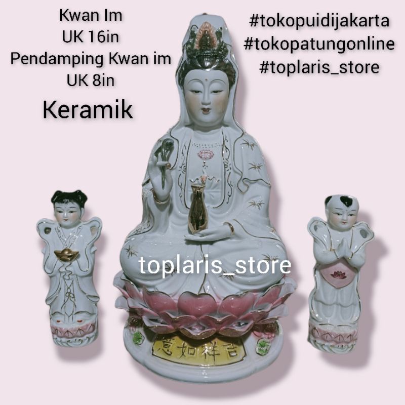 Patung Kwan Im Keramik 16in Set Pendamping