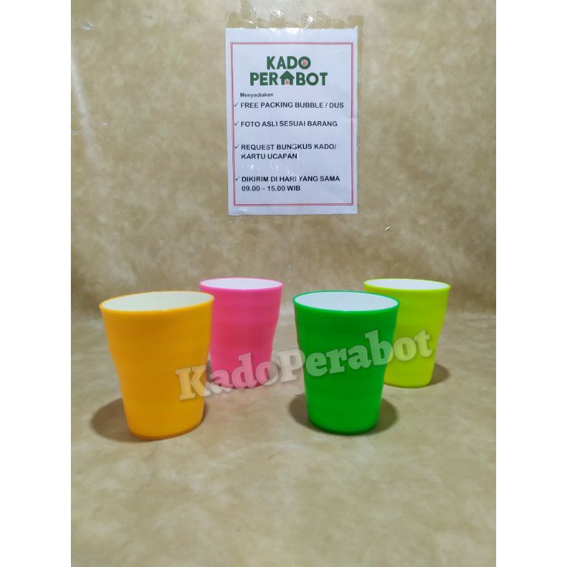 gelas plastik 2 warna - gelas cantik warna - gelas warna anti pecah