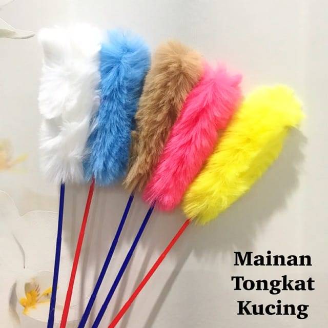 Mainan kucing tongkat bulu