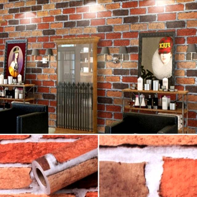 Wallpaper Bata 3D Seperti Asli Orange Hitam Abu Abu