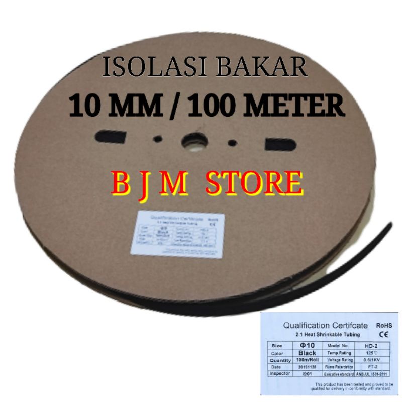 Isolasi Bakar 10MM - Selongsong Bakar - Heatshrink 10MM (1 Roll / 100 Meter)