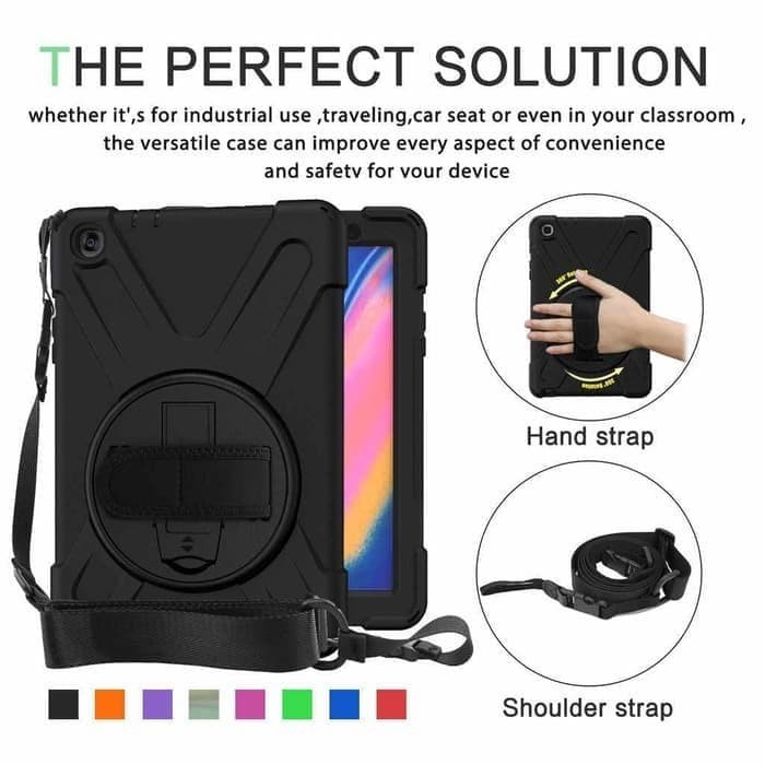 Samsung Tab A 8 &quot; P205 P200 Defender Military Hybrid Armor Case Strap