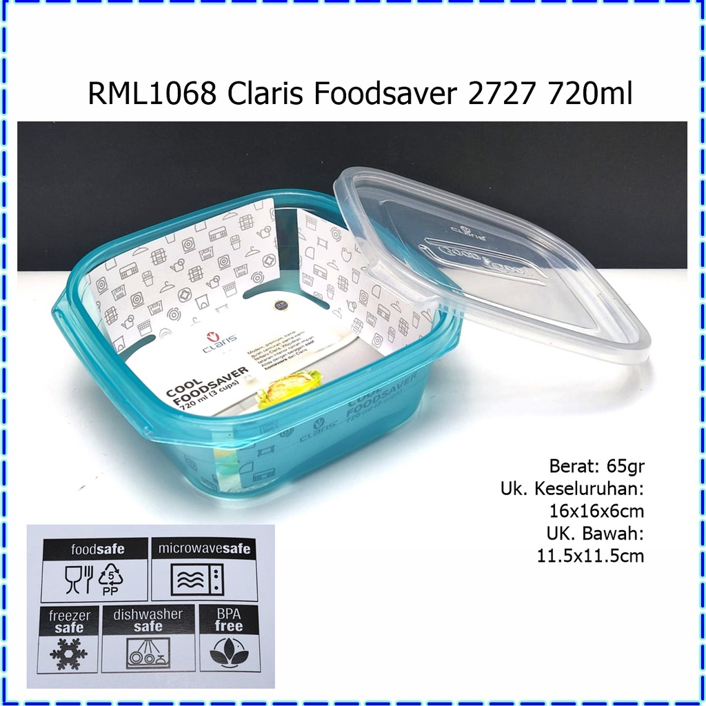 RML1067 Claris Foodsaver/Toples Penyimpanan Makanan Microwave 2727 720ml