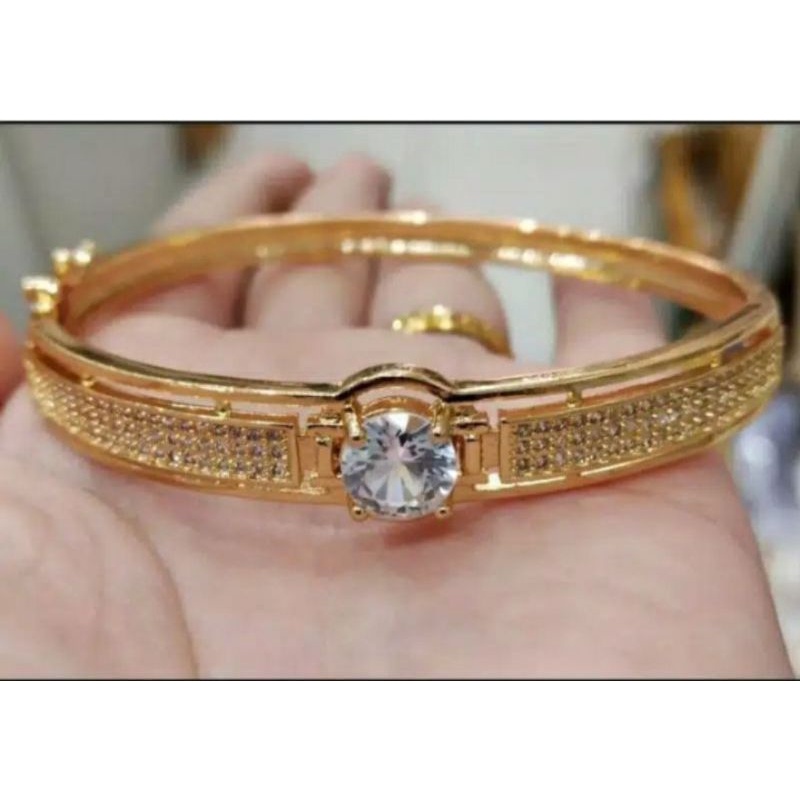 Gelang wanita motif mata satu diamond putih/ PERHIASAN TITANIUM CANTIK ELEGAN