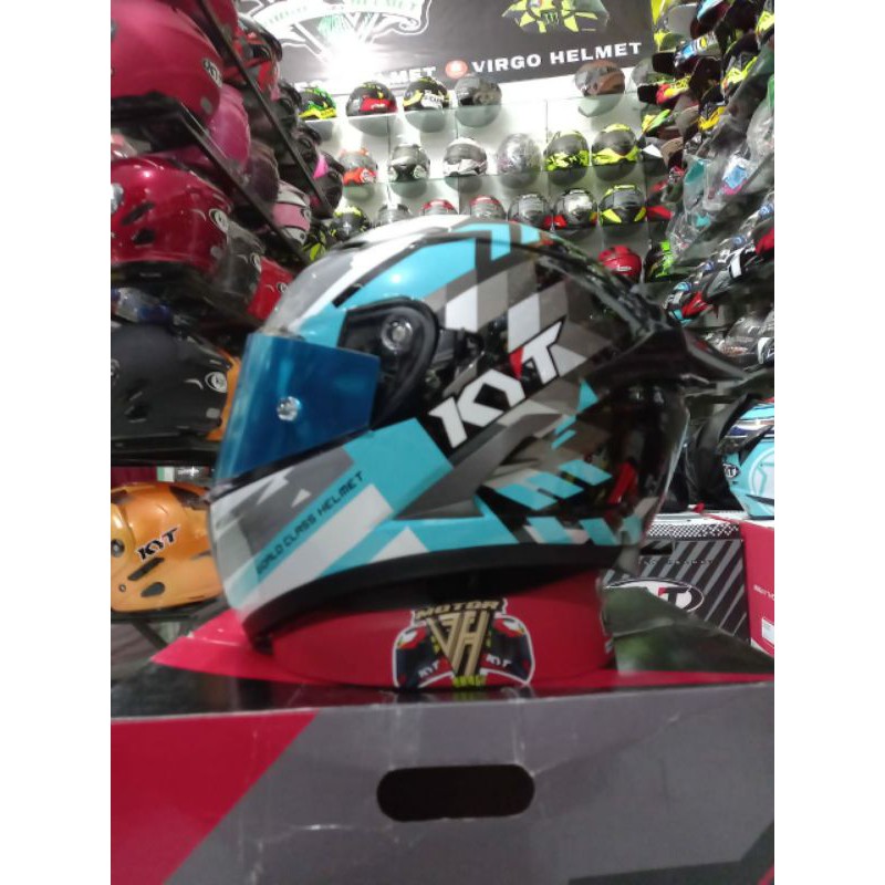 KYT FALCON FR MOTIF NEW AQUA BLUE PAKET GANTENG
