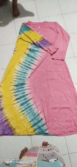 Pilih Warna Nirmala Gamis Kaos Pelangi Tiedye Batik Payung Jumbo Syari Termurah