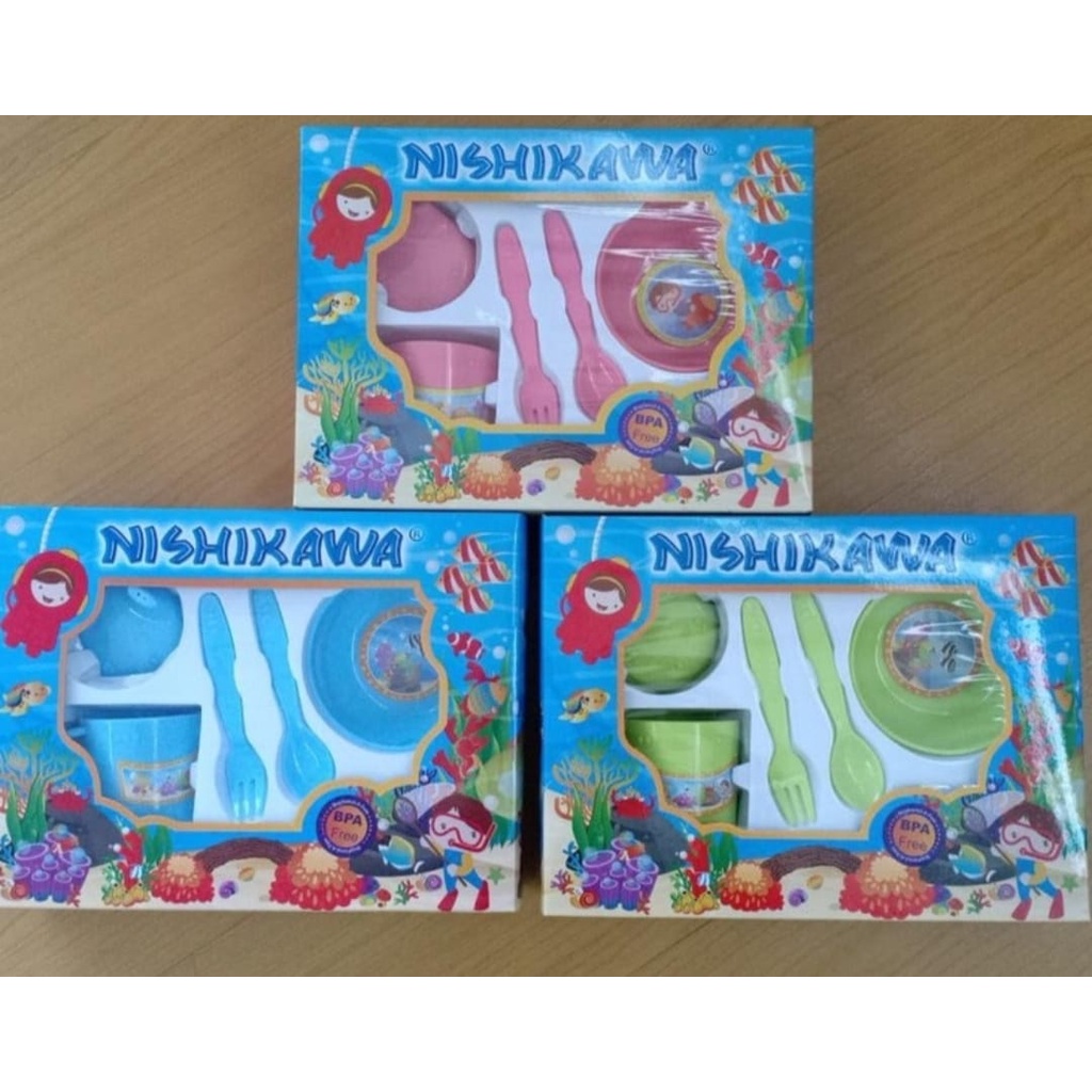 FEEDING SET NISHIKAWA KECIL TEMPAT MAKAN BAYI KECIL ALAT MAKAN BAYI KADO BAYI MURAH (pekingaman)