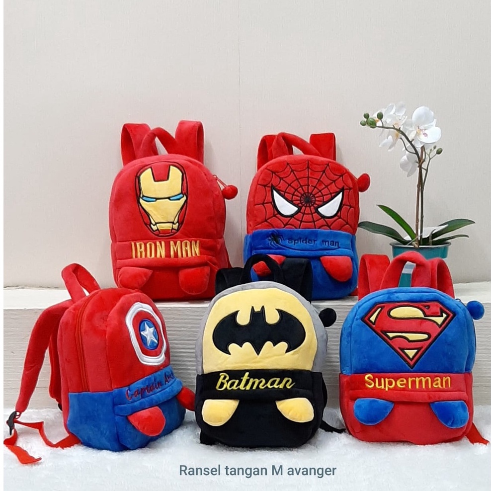 Tas Ransel Anak Cowok Spiderman Avenger  kapten ironman Superman Backpack M /Tas Sekolah Anak Paud TK