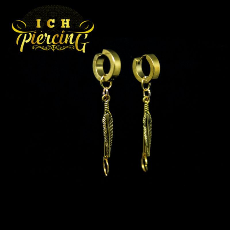 ANTING COWOK GANTUNGAN BULU GOLD TERBARU