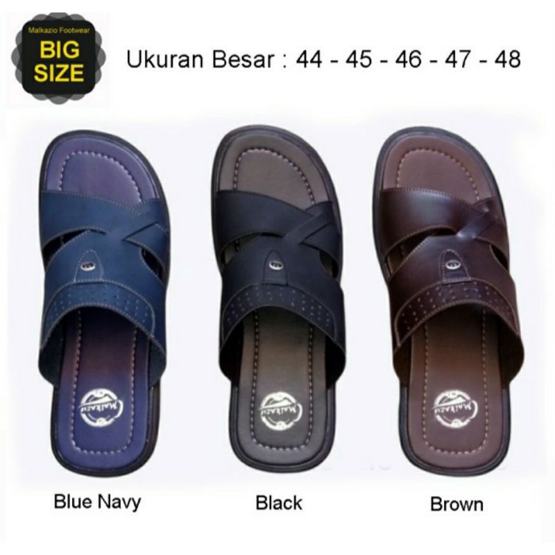 Sandal Slide Pria Kasual Big Size 44 45 46 47 48 / Sendal Slop Bahan KULIT JUMBO, 48