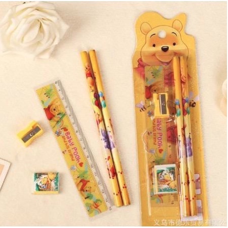 MINI STATIONERY SET ALAT TULIS SEKOLAH 5 in 1 KARAKTER LUCU