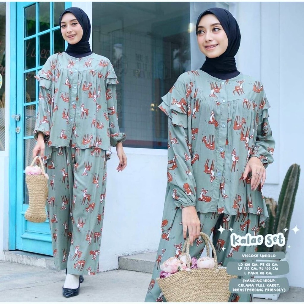 One set Rayon Viscose Busui Ld 100 - 110 Motif Kekinian-3