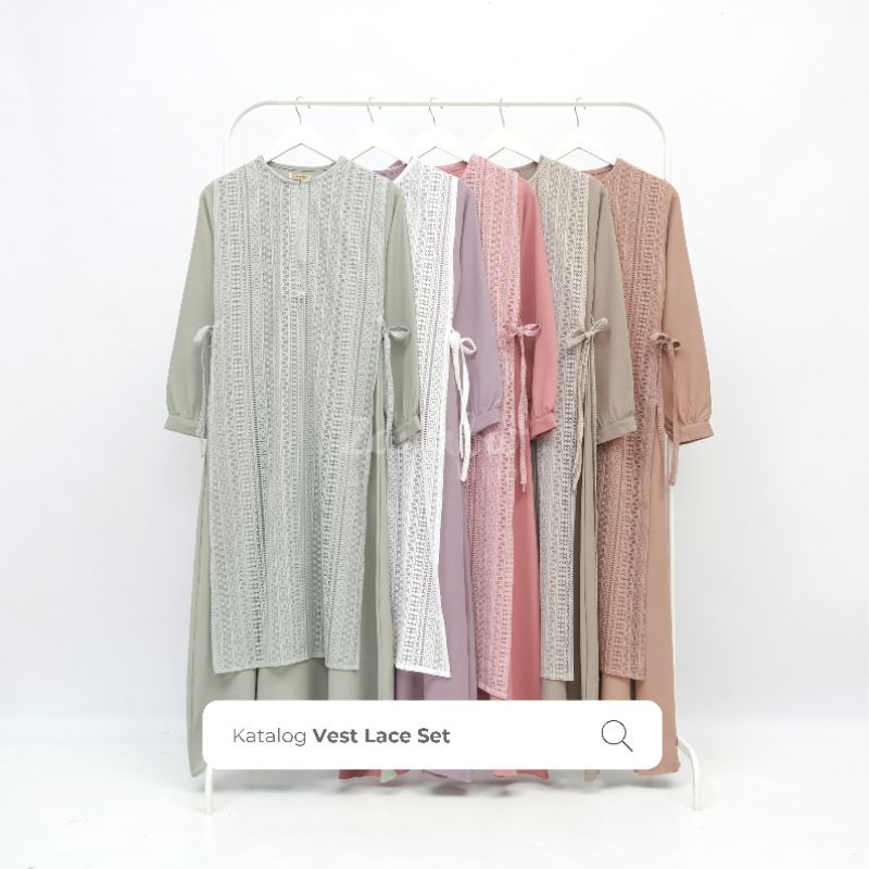 VEST LACE SET BY ZANUBA HIJAB - GAMIS SET VEST LACE - VEST LACE SET ZANUBA HIJAB TERBARU