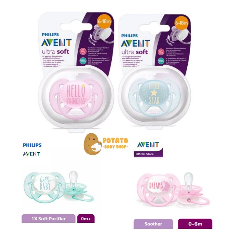Philips Avent Empeng Soft Pacifier Soother 0-6m 6-18m Isi 1 dan Isi 2