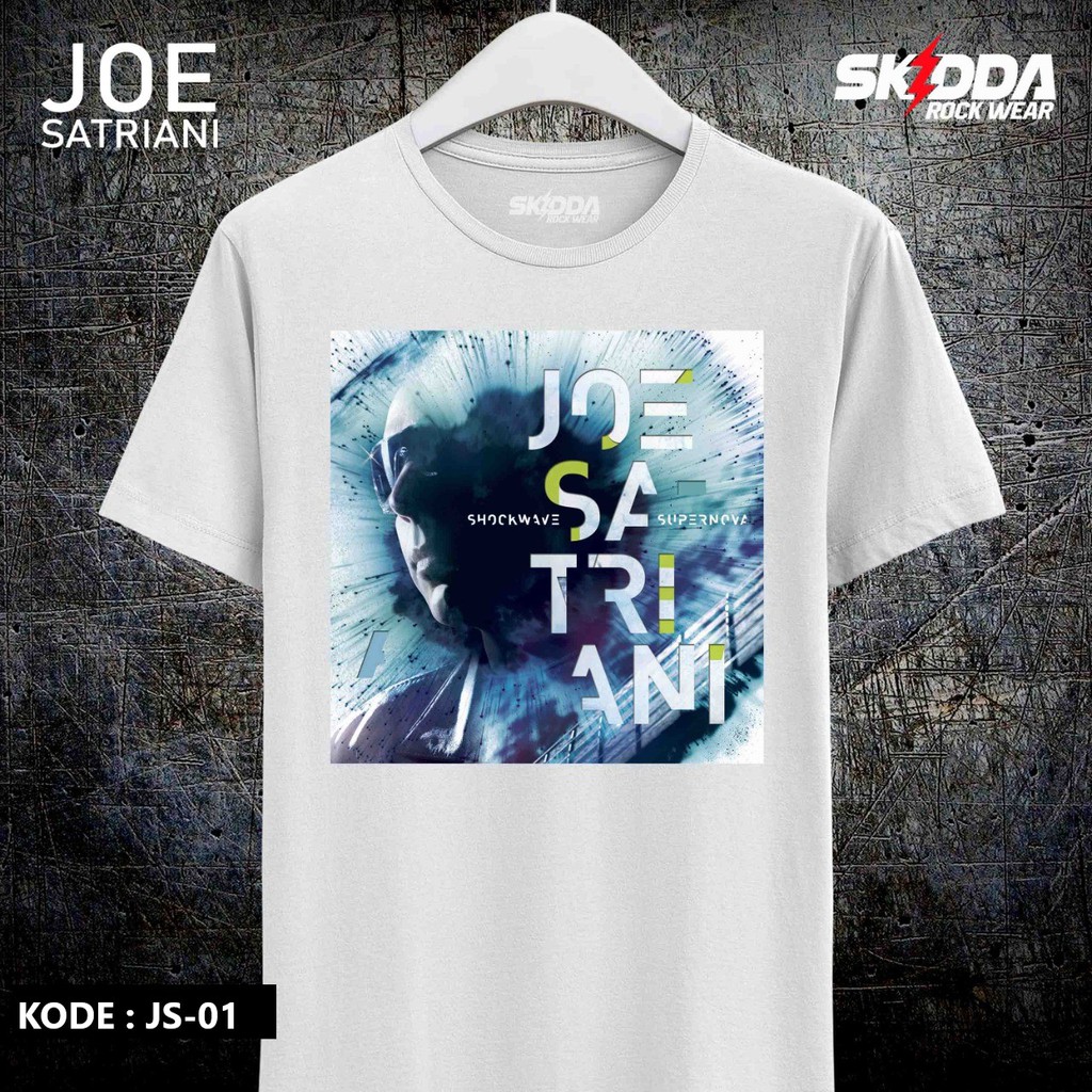 T Shirt Kaos BAND Gitaris Rock JOE SATRIANI - Premium White - DTG Printing