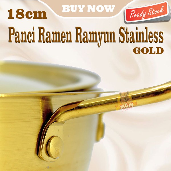 Panci korea Ramen Ramyun Stainless Gold 18cm dengan tutup emas