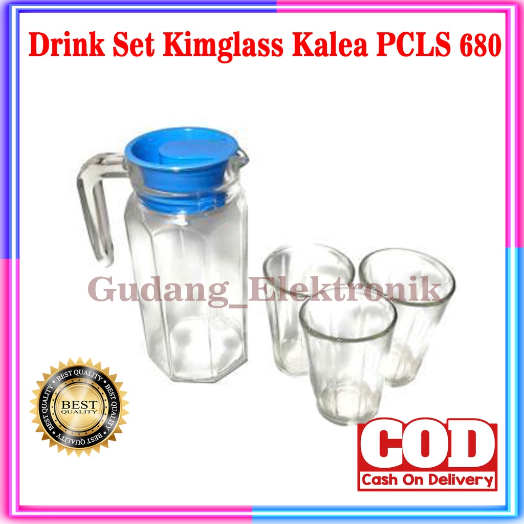 Drink Set 1 Teko 3 gelas Kaca Kimglass Kalea Kado teko Set Souvenir PCLS 680
