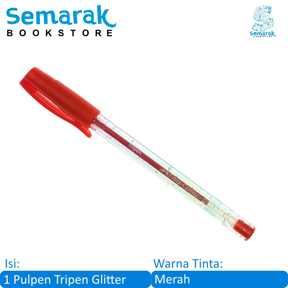 

Faber Castell Tripen Glitter Pulpen Warna Warni 0.7 - Merah [1 Pulpen]