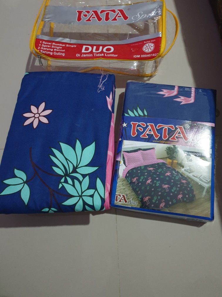 Fata - Sprei Sorong / Sprei Duo Flamingo Navy Ukuran 120x200