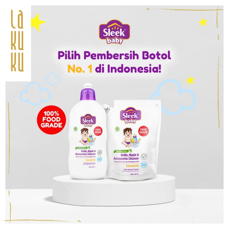 Lakuku - Sleek Baby Sabun Pembersih Botol Susu dan Detergent Cair Laundry Baju Bayi