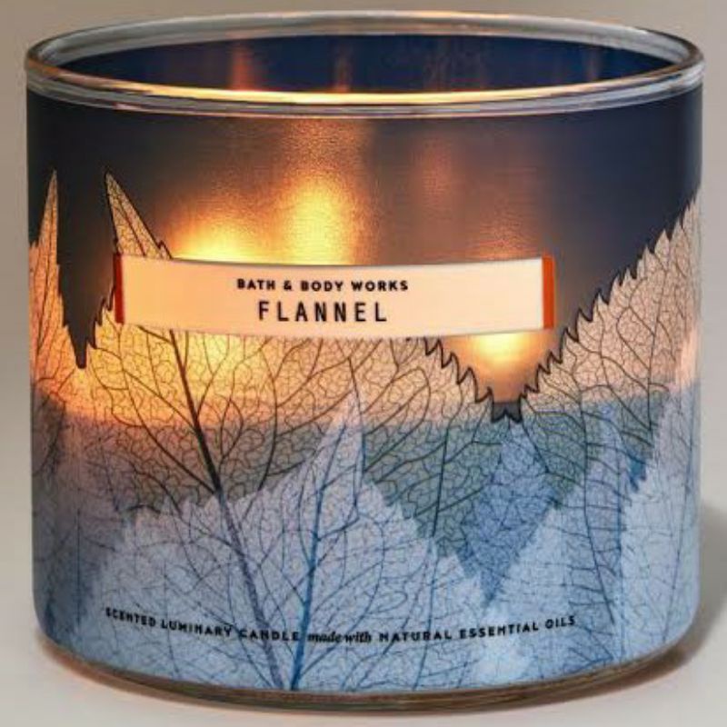 BATH AND BODY WORKS BBW FLANNEL 3 WICK SCENTED CANDLE 411 G