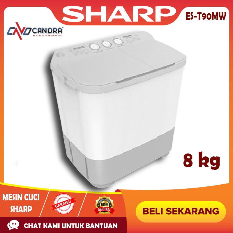 Mesin Cuci Dua Tabung 8kg Sharp ES-T90MW