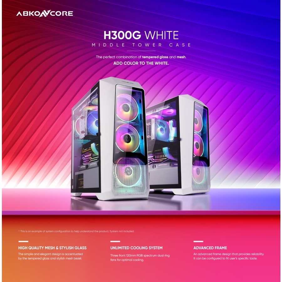 Abkoncore Helios 300G White SYNC - Gaming Case ATX