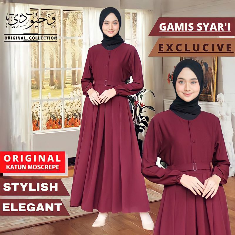 GAUN Baju Gamis Pesta Simple Mewah Remaja Dewasa Kekinian Bahan Katun Moscrepe Premium Dress Jubah Syari Wanita Muslim Muslimah Kekinian
