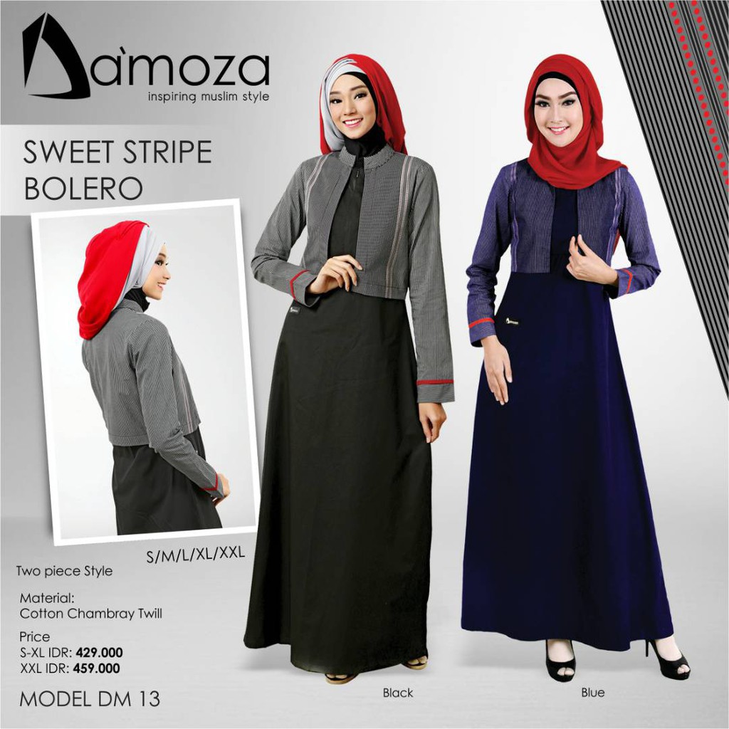 Gamis Katun Original DAMOZA DM 13 (Hitam, Navy)