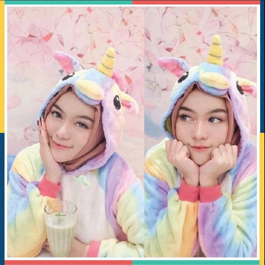 ONESIE UNICORN STAR RAINBOW KARAKTER PIYAMA KOSTUM COSPLAY DEWASA