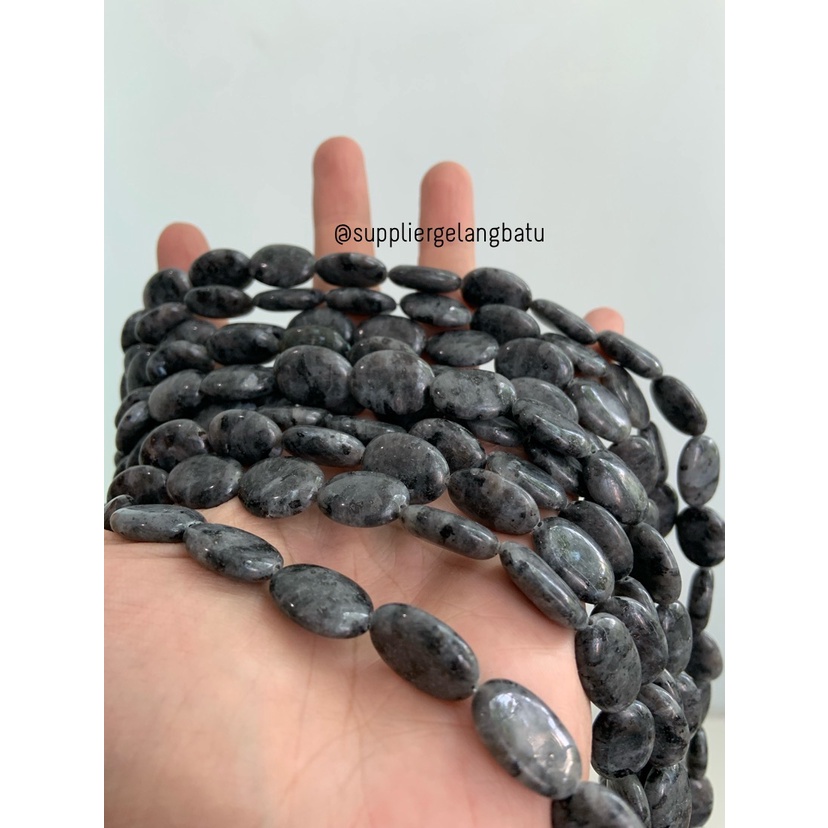 Batu labrador abu kilap 18 x 12mm aksesoris gelang kalung labradorite