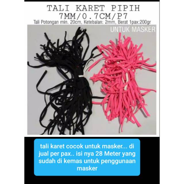 Tali karet pipih masker 7 mm