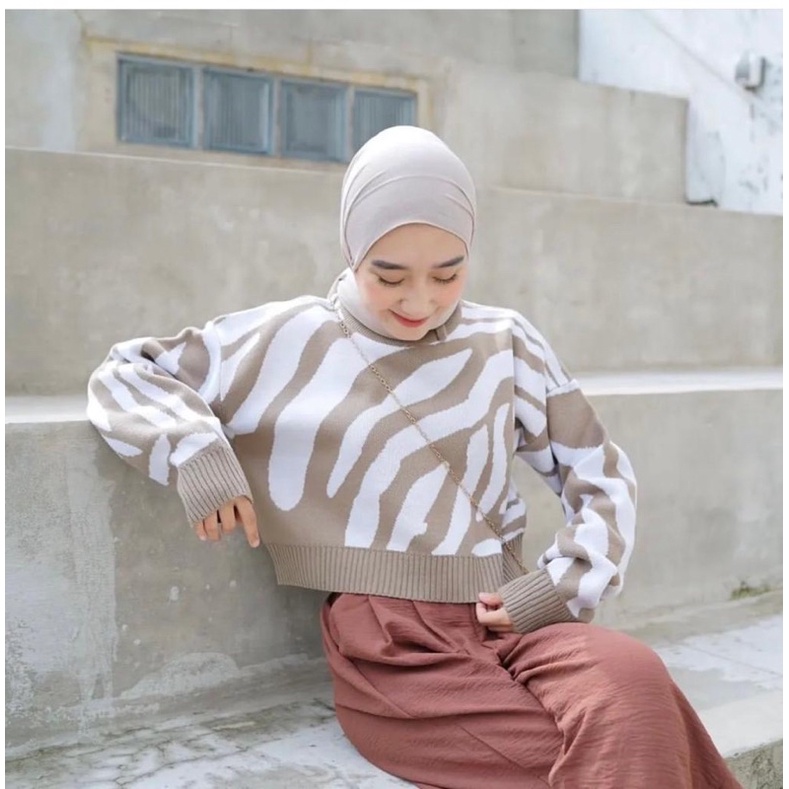 ZEBRA KNITE SWEATER | SWEATER RAJUT WANITA MURAH