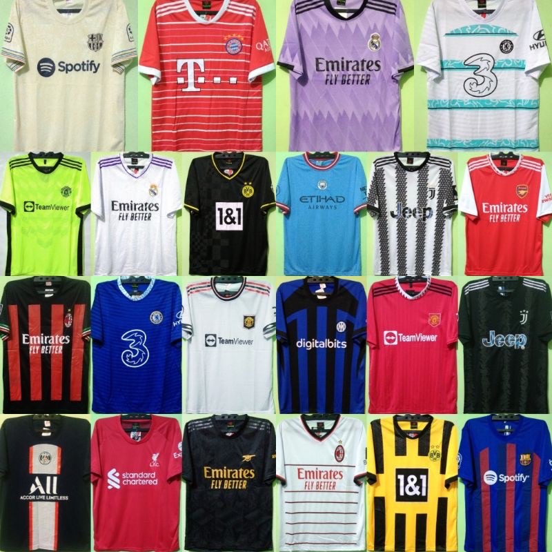 (SIZE L ) Jersey bola dewasa eropa klub m4drid munchen barca miilan celsi psg dewasa