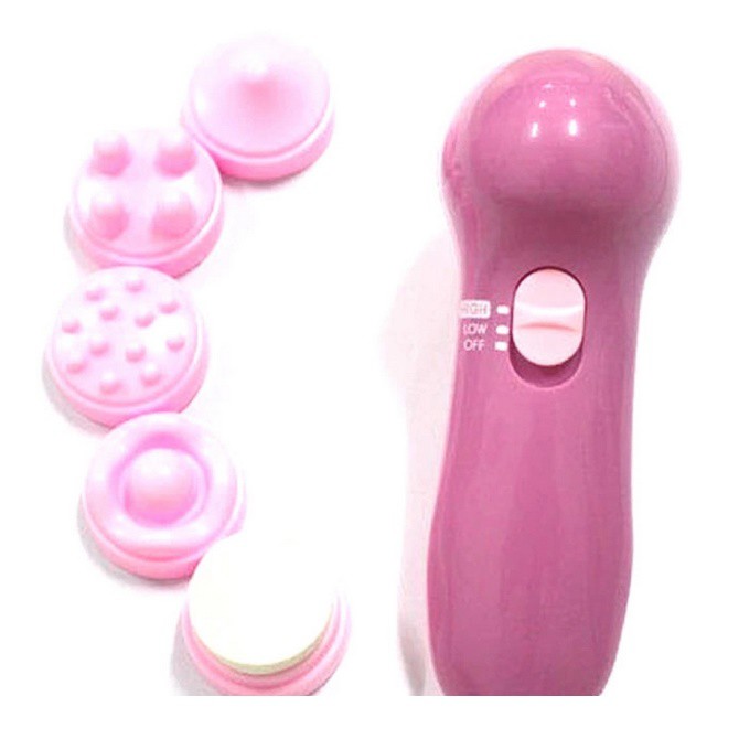 Longyue Pemijat Wajah Elektrik Lumispa Facial Care Massages 6 in 1 - LY-878 - White/Pink