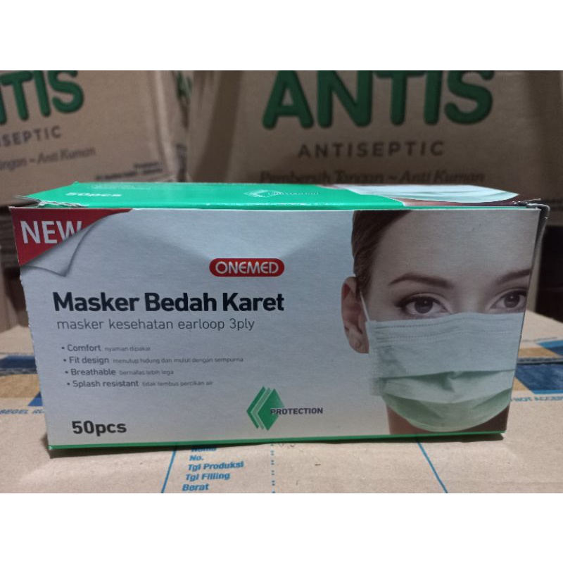 Masker onemed bedah karet earloop 3ply (isi 50pcs )