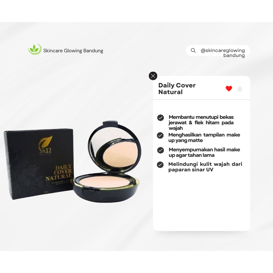 Daily Cover Natural SR12 Bedak Padat Pelindung Wajah Dari Sinar Matahari Compact Powder Anti Luntur Waterproof Tahan Lama Ringan Dipakai Glowing Sempurna