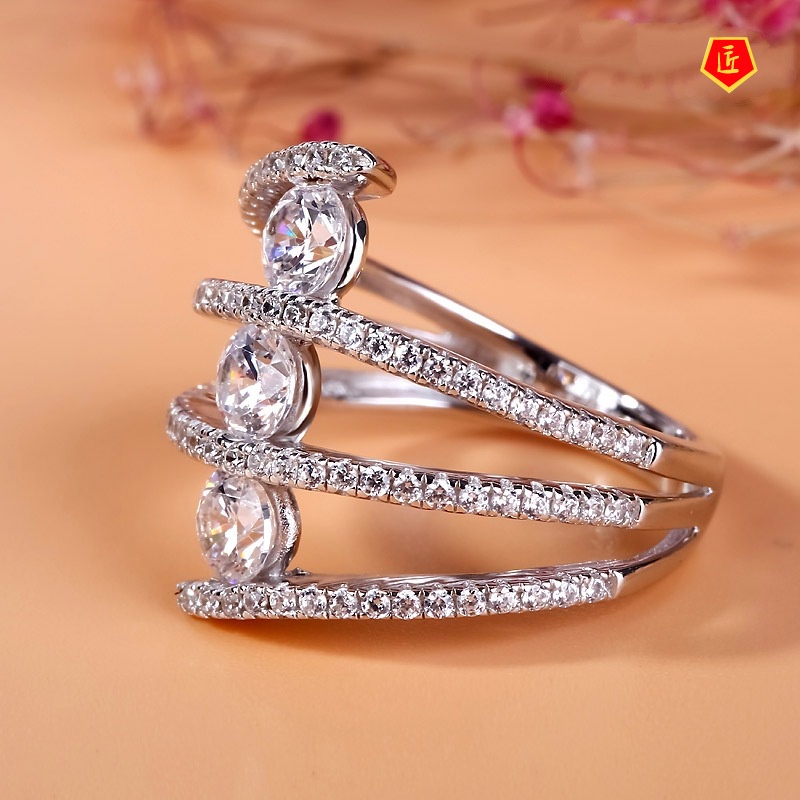 [Ready Stock]Round Diamond Ring Fashion Special-Interest All-Matching